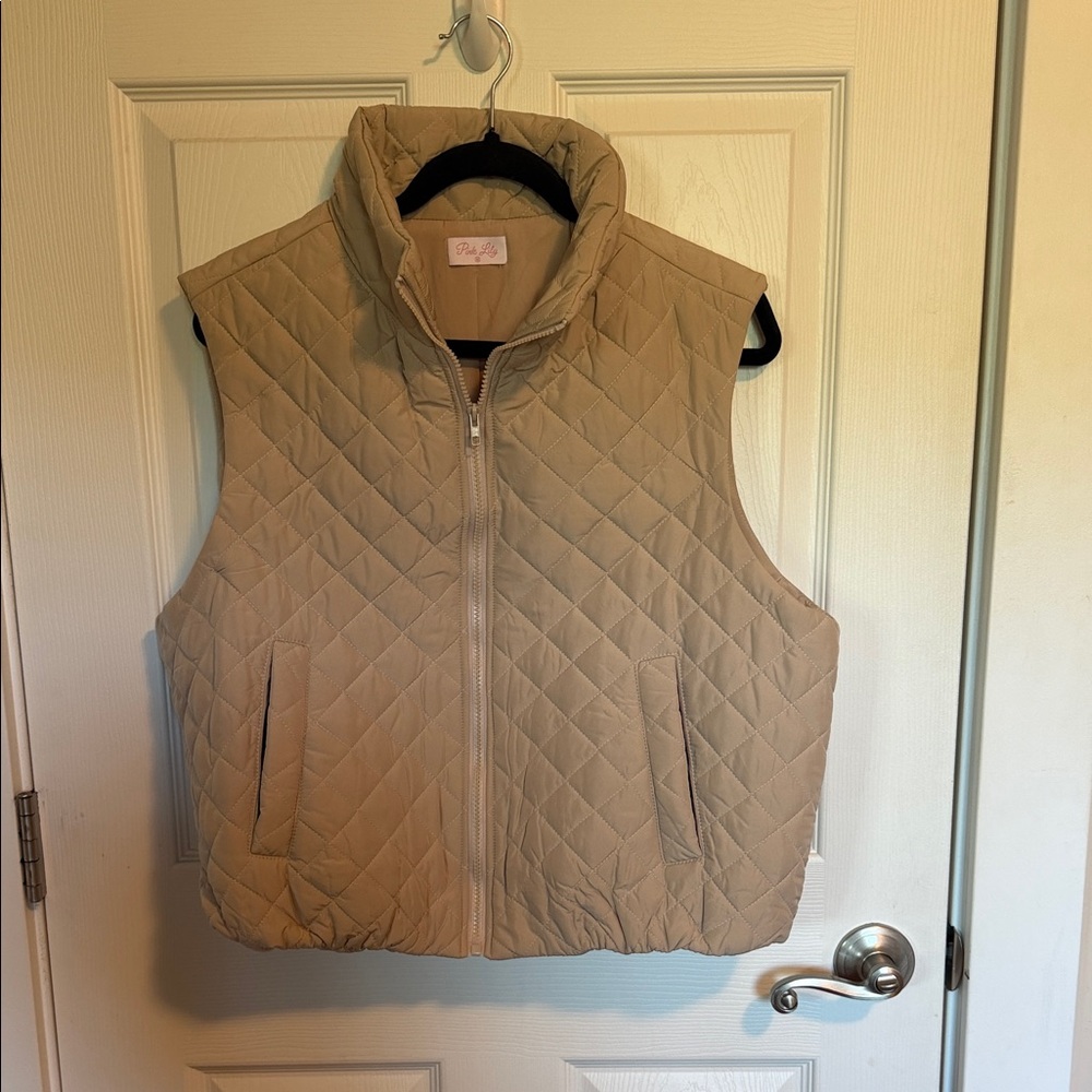 Beige Quilted Puffer Vest